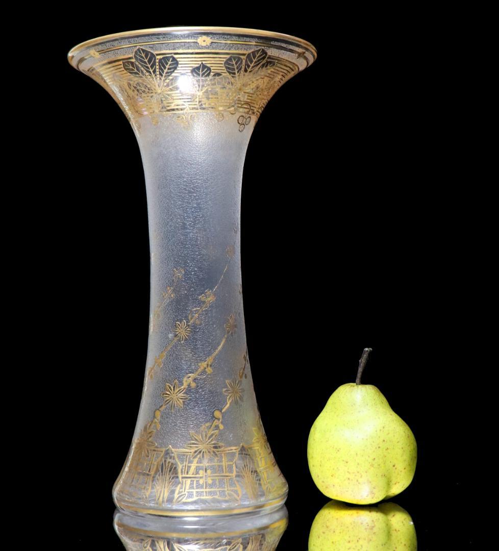 オールド・バカラ 入手困難!! 美術館級 金彩ジブレ装飾 大型花瓶