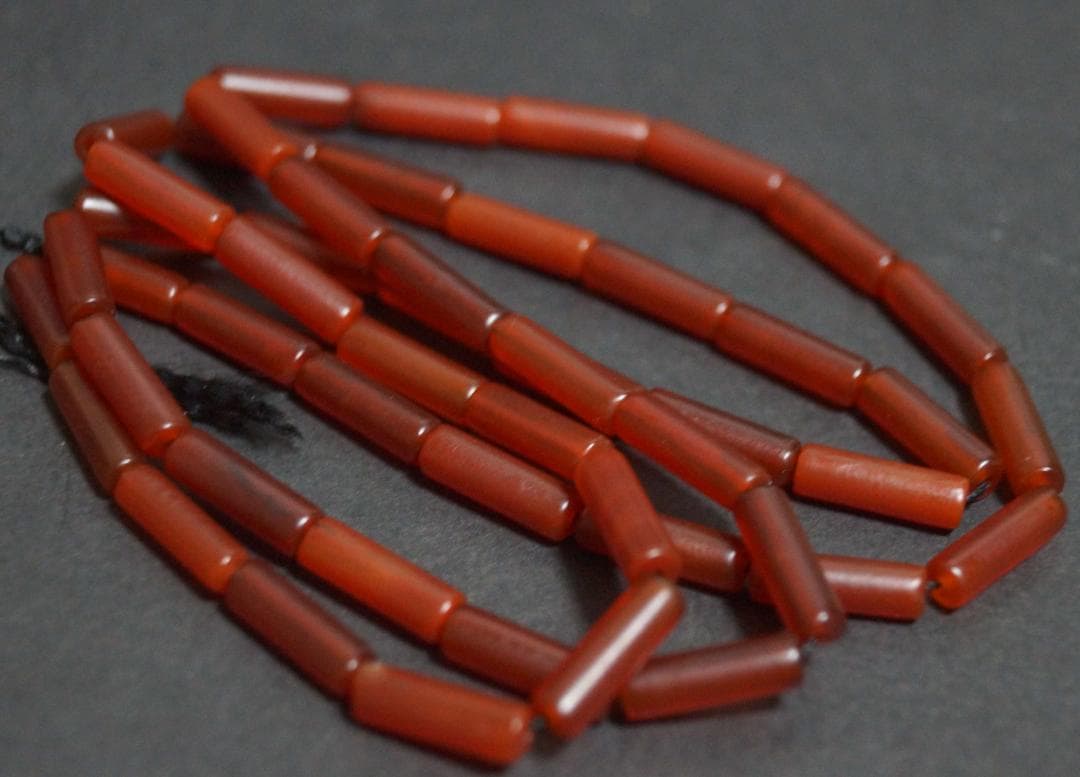 オールドDziビーズアンティーク カーネリアン管玉(50個) マーラー