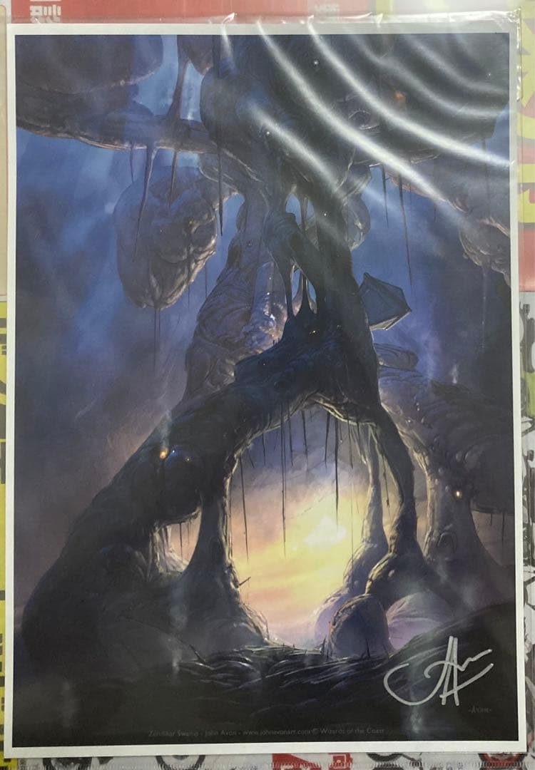 MTG　アートプリント　沼　サインド　ゼンディカー　238　John Avon Amazon.co.jp: MTG《アダーカー荒原/Adarkar Wastes》John Avon サイン