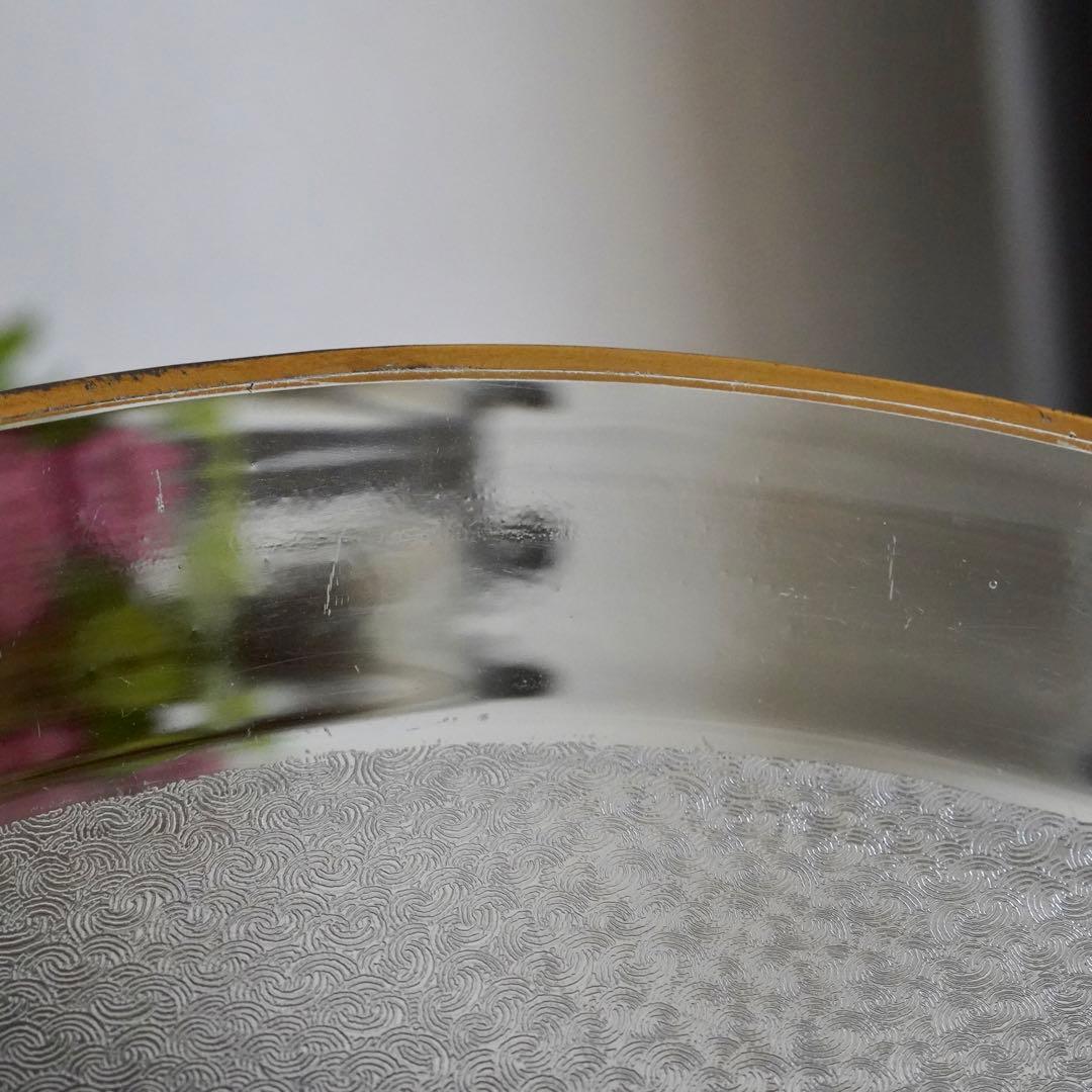 希少美品◆オールドサンルイ《金彩 アシッドエッチング》大型トレイ◆優雅な装飾美