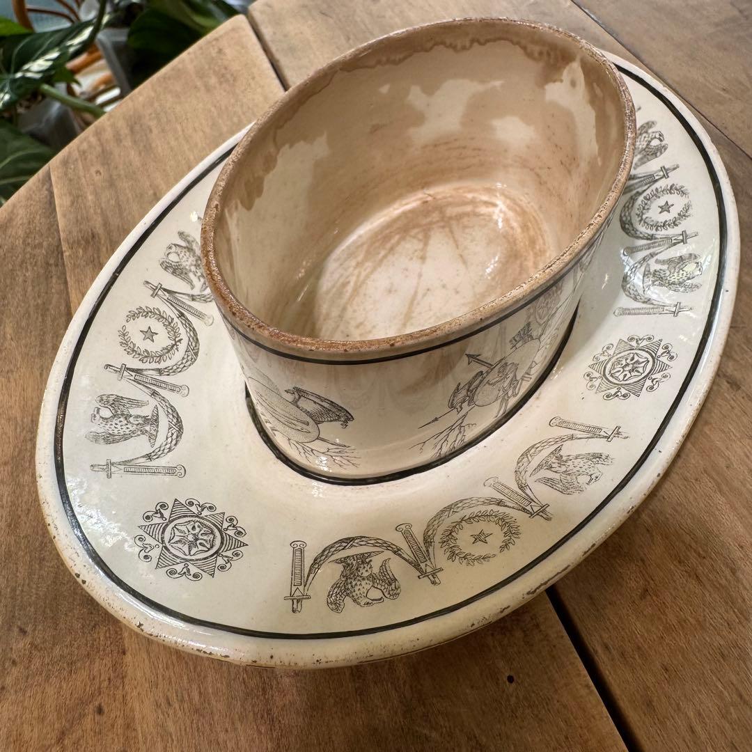 激レア！フランスアンティーク バターケース クレイユ窯 Terre de fer