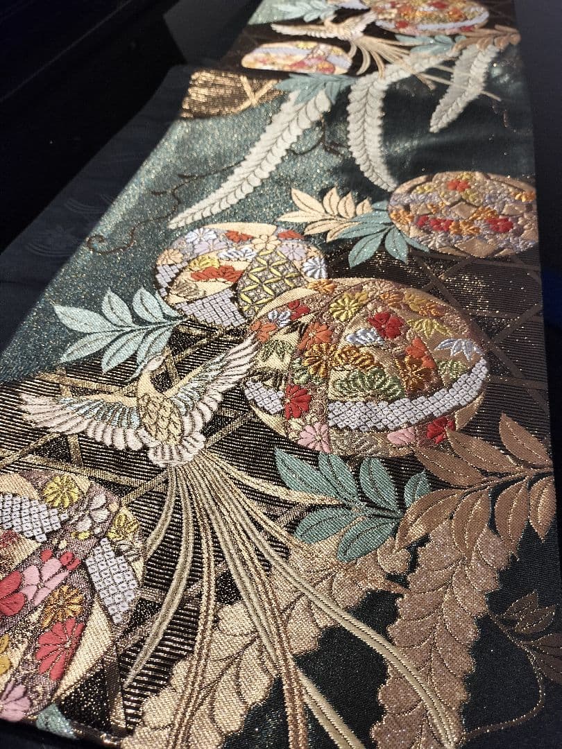 A942☆逸品‼️全通帯‼️ひな祭り‼️袋帯正絹テーブルランナー2m14cm