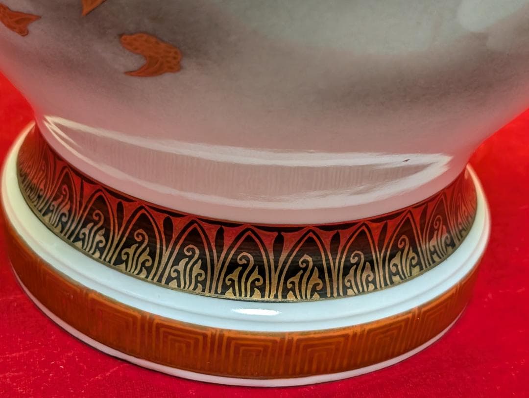 古美術 アンティーク 盤口瓶 双耳広口瓶 穿雲龍紋様 明治 九谷 谷口製