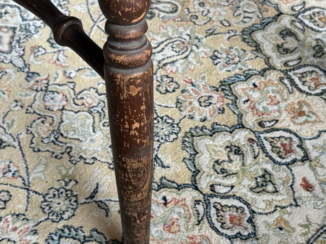 レザースツール リベット打ち ろくろ脚 サイドスツール レトロ Z