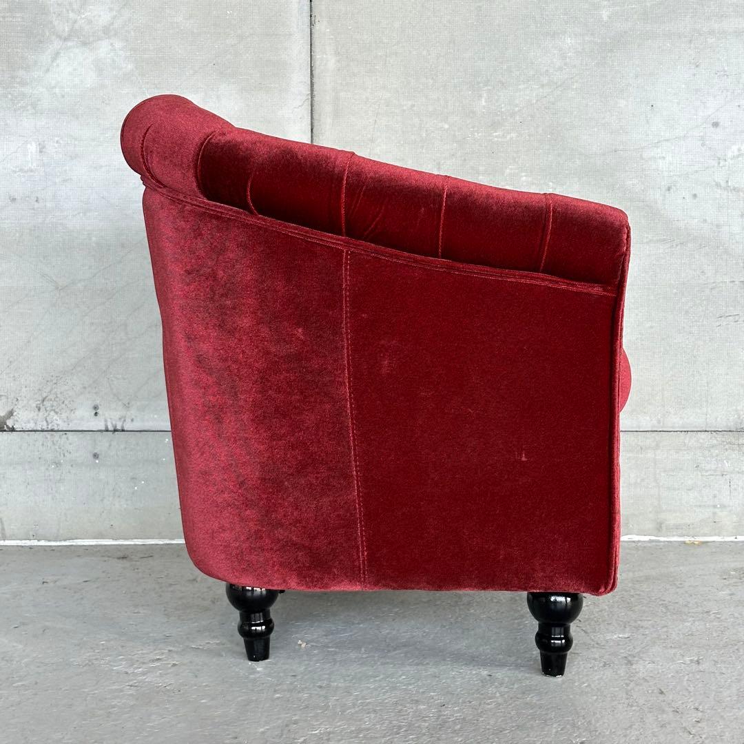 ☆VINCENT☆チェスターフィールド 1Pソファ ベルベット アンティーク調