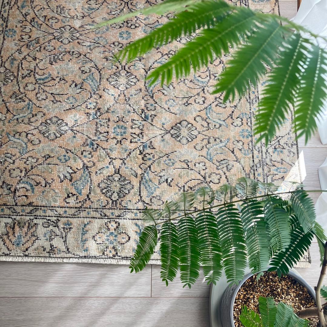 囲みコーラルベージュ✳︎111×211 フローラル ブルー トルコ