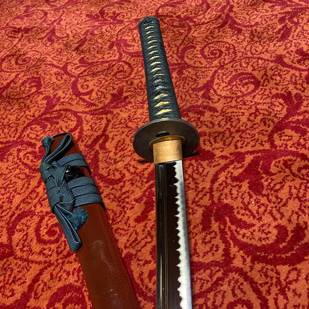 高級模造刀 濃緑長柄 獅子丸鍔 蛇皮模様赤呂鞘 - メルカリ