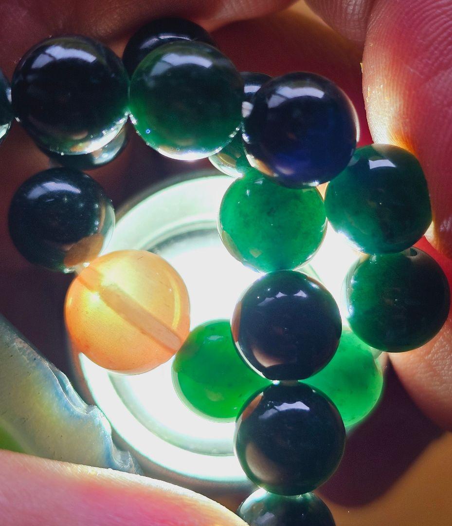 超レア★黒朱砂★緑双観音天珠のブレス