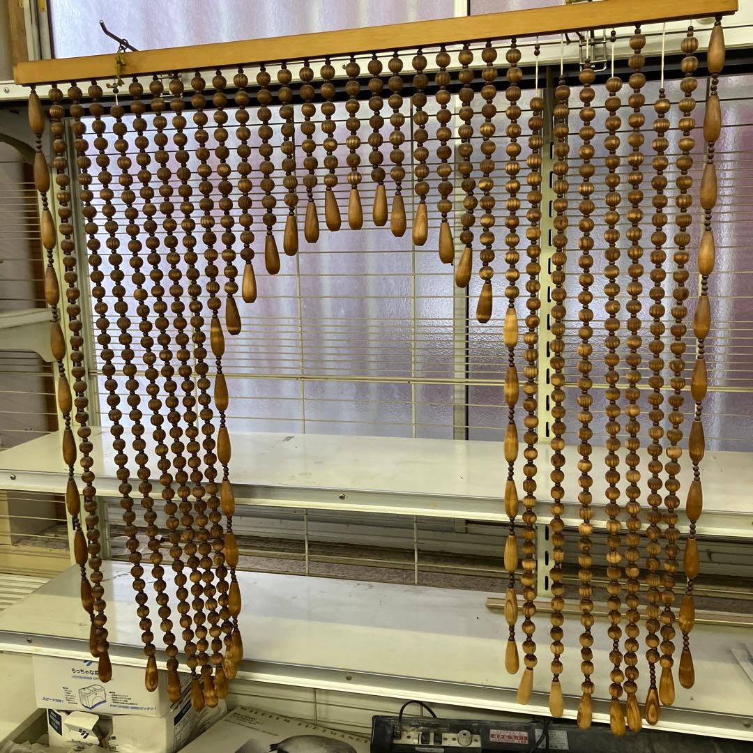 木珠のれん 昭和レトロ 木製 当時物 暖簾 木製のれん - メルカリ
