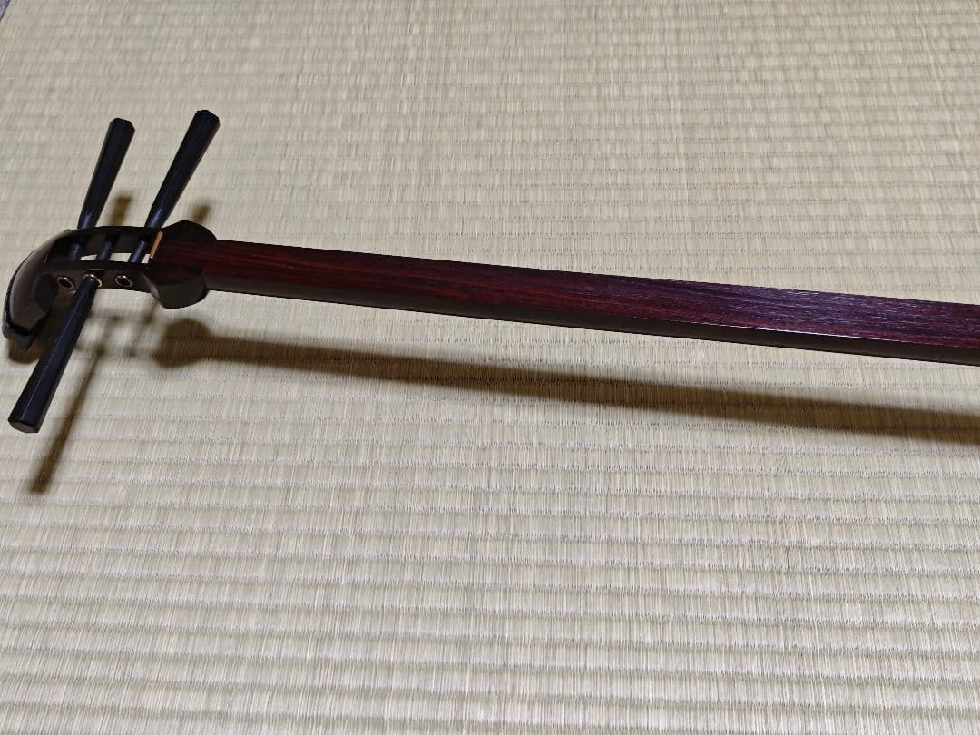 三味線 バチ、駒付き 紅木 皮破れ無し