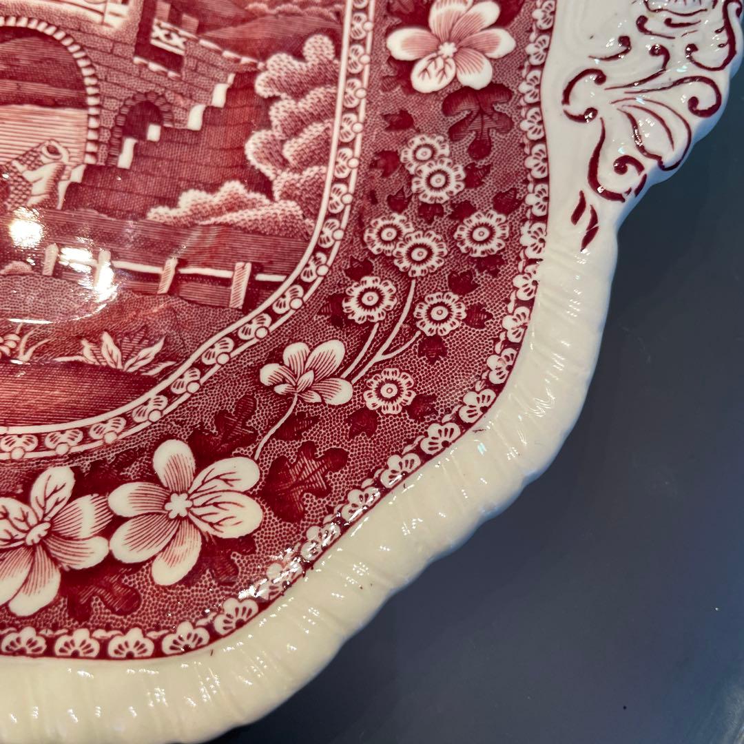 スポード 持ち手付き四角大皿 ピンクタワー 1970年代製Spodeで購入