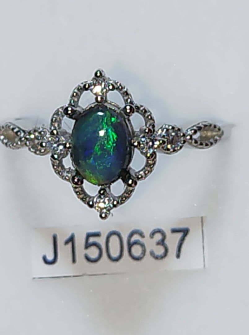 あんしん鑑定付　極ネオン　ライトニングリッジ産ブラックオパール　925SVリング オーストラリアライトニングリッジ産ブラックオパール 1.0ct