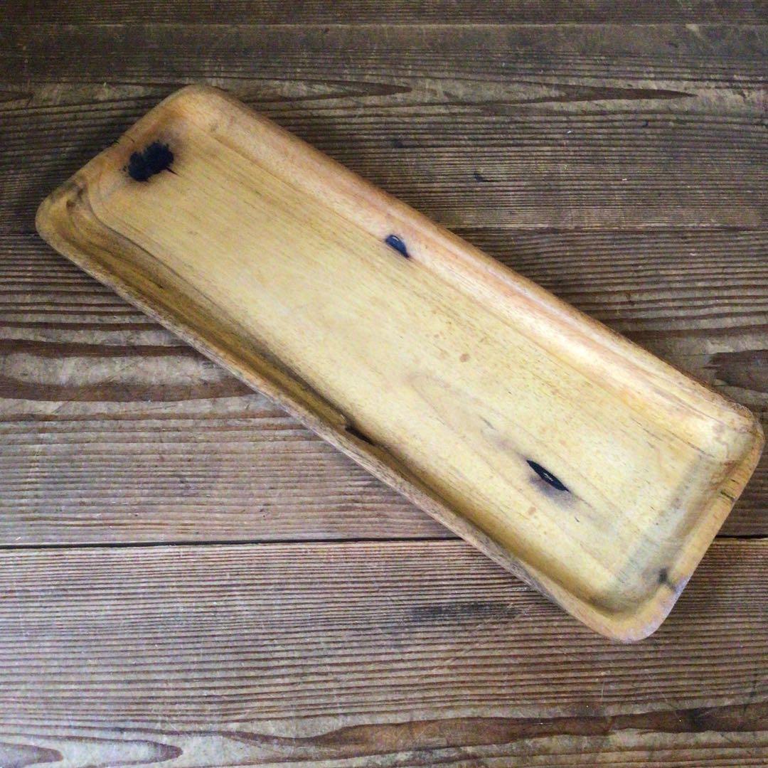 No2854 黒柿無垢材 神富 一文字盆 煎茶道具 煎茶盆 刳り貫き 送料無料