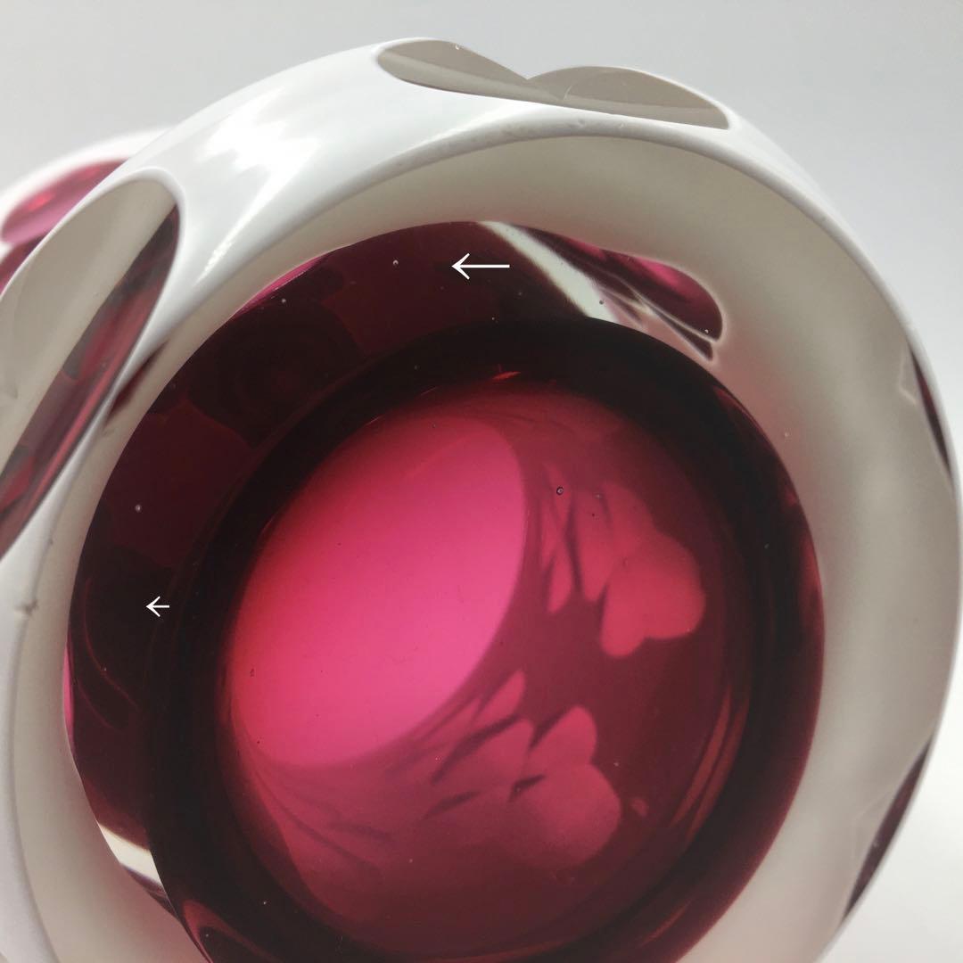 ビンテージアンティーク白被せ大正切子 キャンディポット チェコ