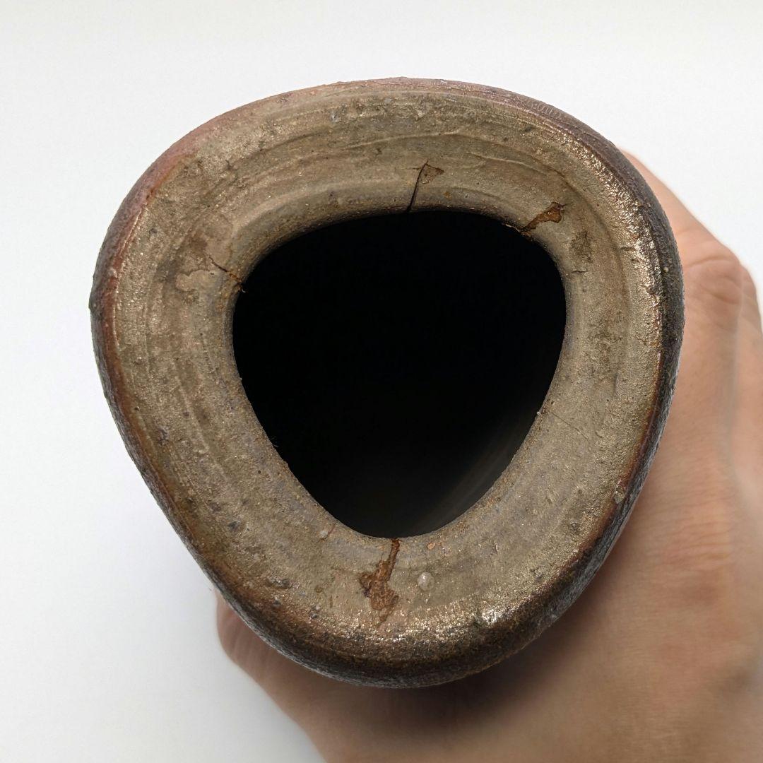 岡山県重要無形文化財 山本雄一 備前焼 三角花入 花瓶 花器 フラワー