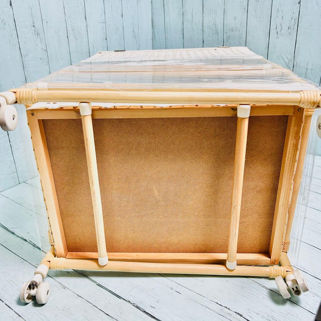 ミッフィー ピンク 籐ラタン 大型 蓋付 バスケット3段 昭和レトロ レア