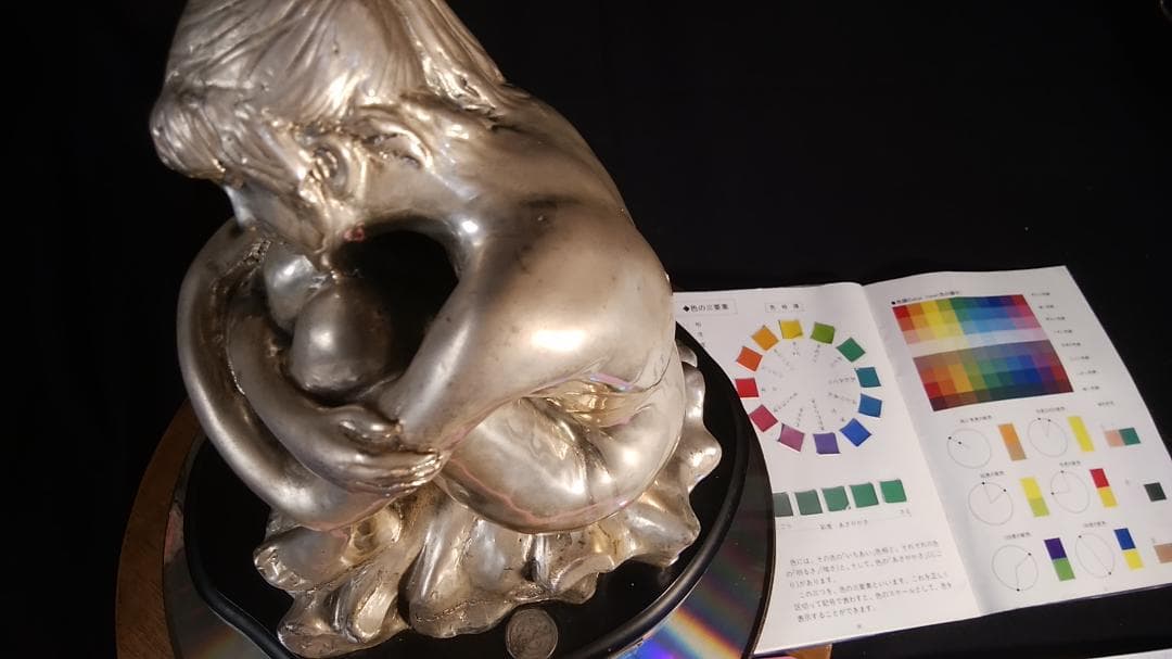 エルメス☆純 銀メッキブロンズ風裸婦彫刻像/高28cm重4 ㎏少女