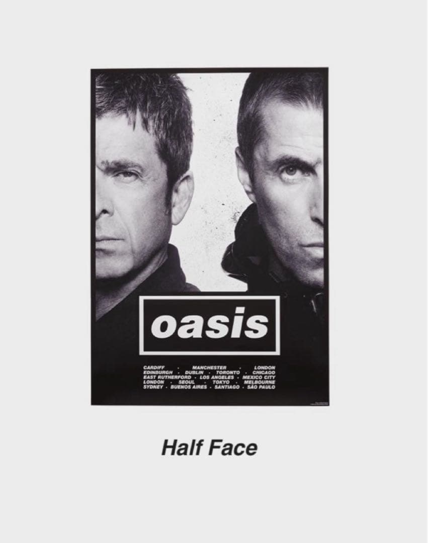Oasis オアシス Live 2025 ポスター Half Face - メルカリ