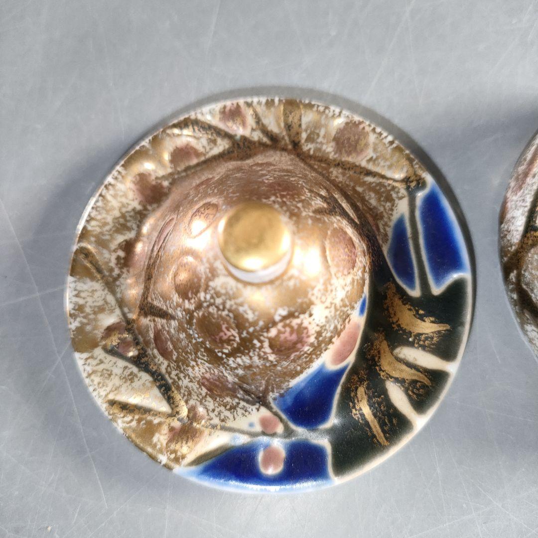 A1376-1/豊前吉右衛門窯/永末吉右衛門/金彩唐草文蓋付小鉢6客/懐石道具