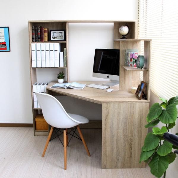 《新品・送料無料》パソコンデスク L型 コーナー デスク 机 オーク
