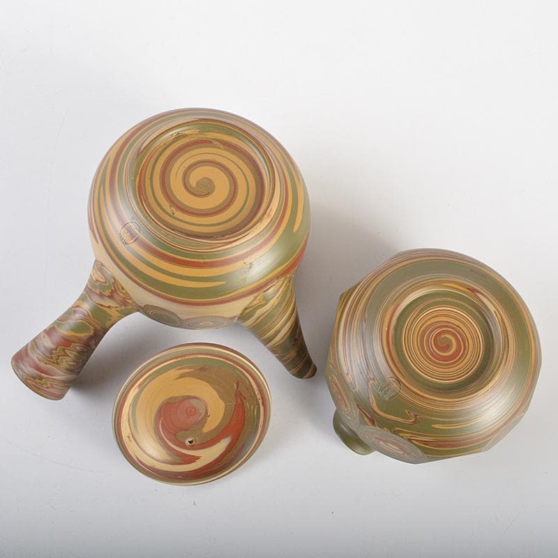 煎茶道具 常滑焼 小西洋平作 練込 茶器揃 共布共箱 D R7511 | 激安通販