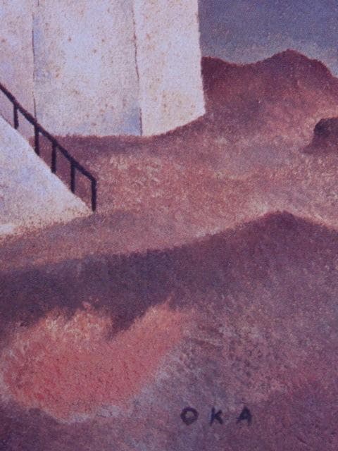 岡鹿之助、【信号台】、希少な画集画、新品高級額 額装付、状態良好