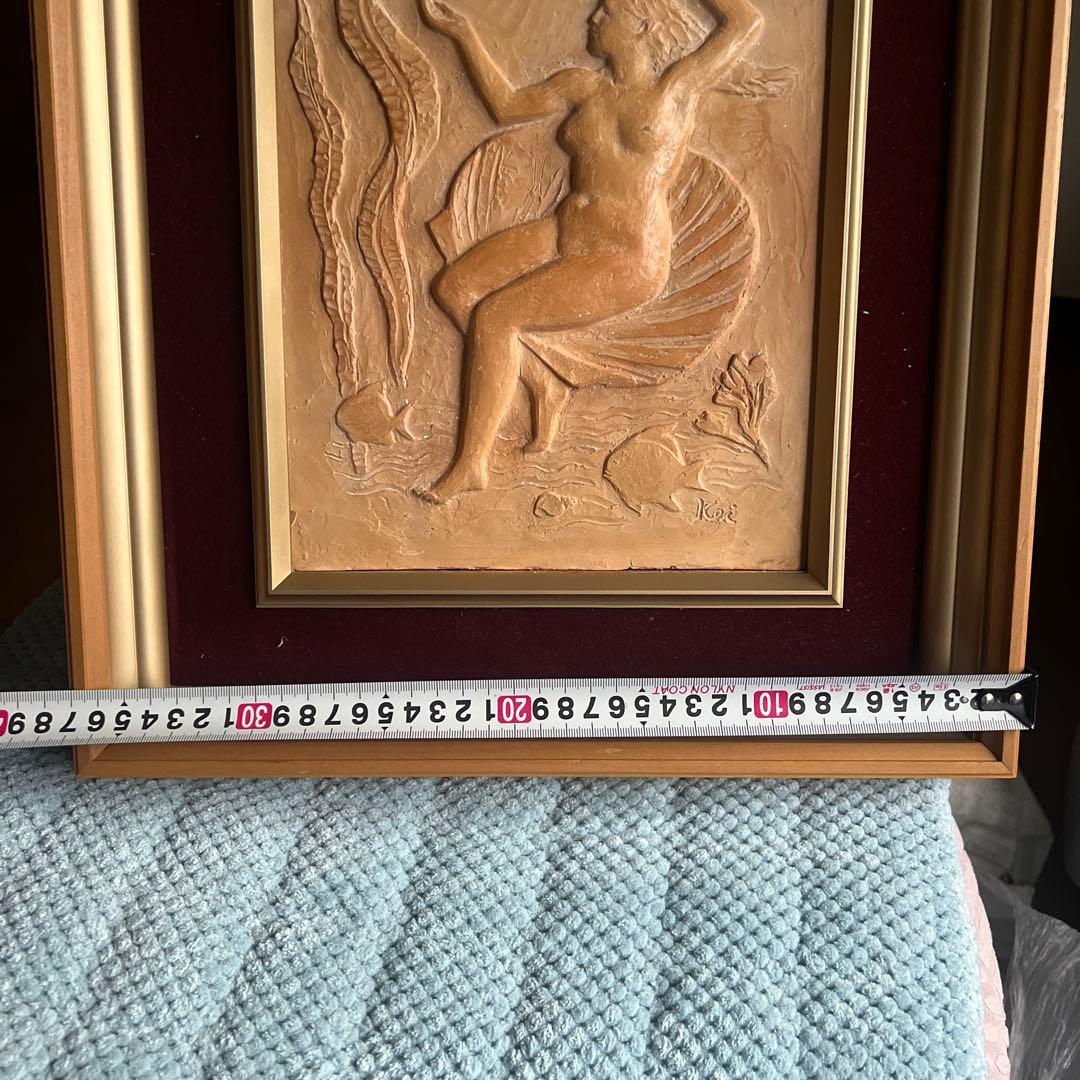 Kei女性像 レリーフアート ゴールドフレーム 陶芸 竹下慶一