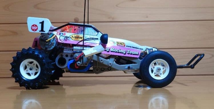 タミヤXBマイティフロッグ前後LEDライト付プロポ付き塗装済み完成品未