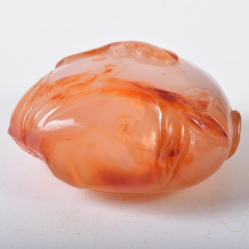 中国 玉石瑪瑙石彫刻 蓮葉金魚刻 鼻煙壷 小壷 時代箱付 M R8754 - メルカリ