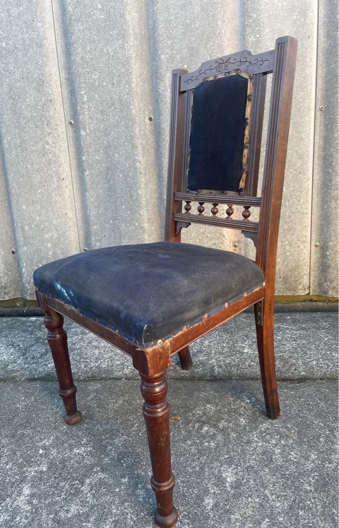 アンティーク/英国/イギリス製/サロンチェア/ダイニングチェア/椅子/ベロア 英国アンティーク サロンチェア / 張替済｜rocca rocca