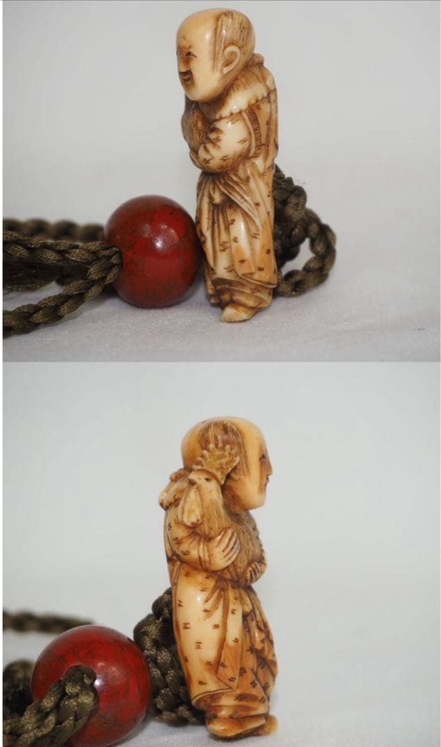 送料無料 江戸時代 極上品（在銘）本金梨子地螺鈿蒔絵 鶏図印籠 人物