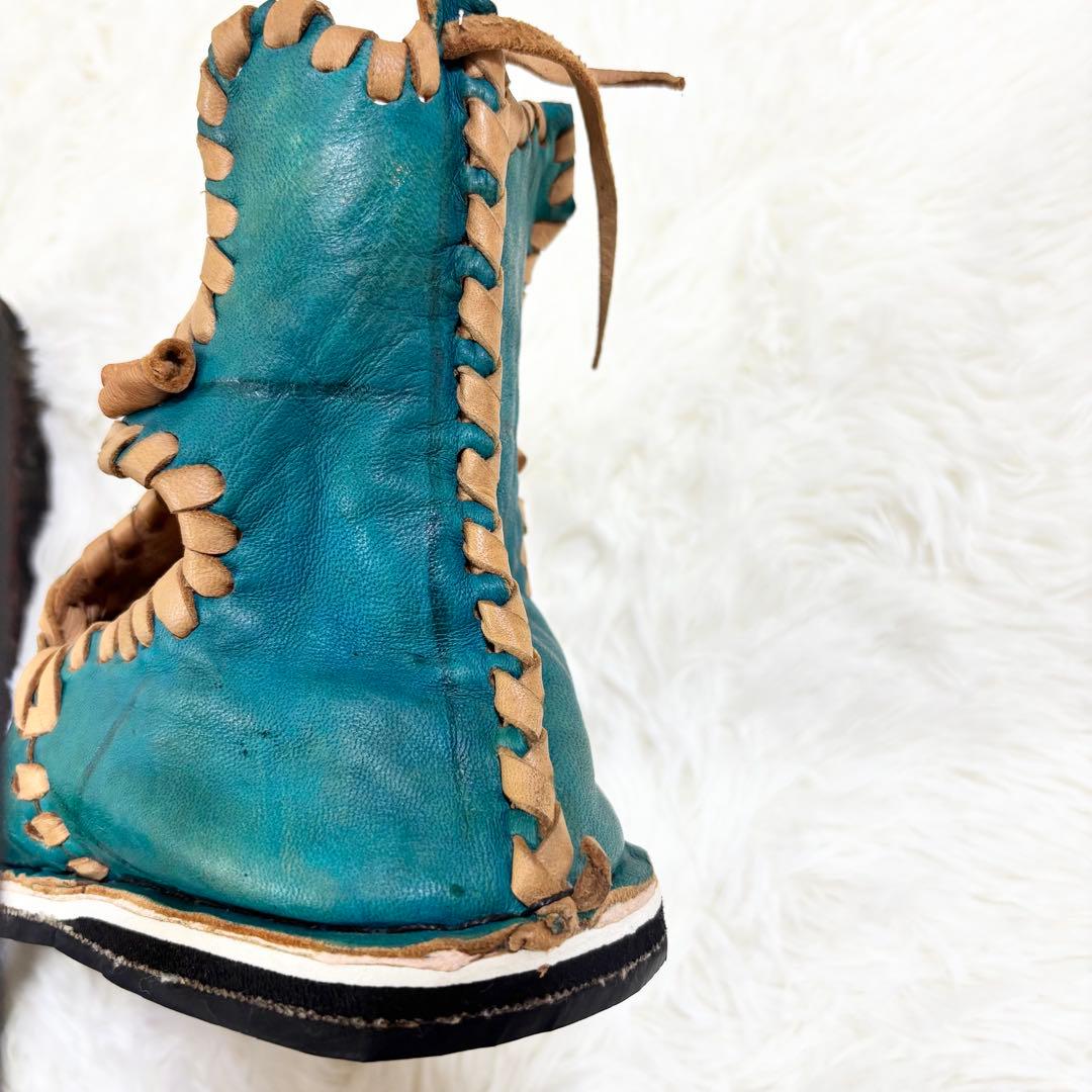 アトラスブーツ レザー製緑色シューズ サイズ43 モロッコ 27.0cm 民族靴