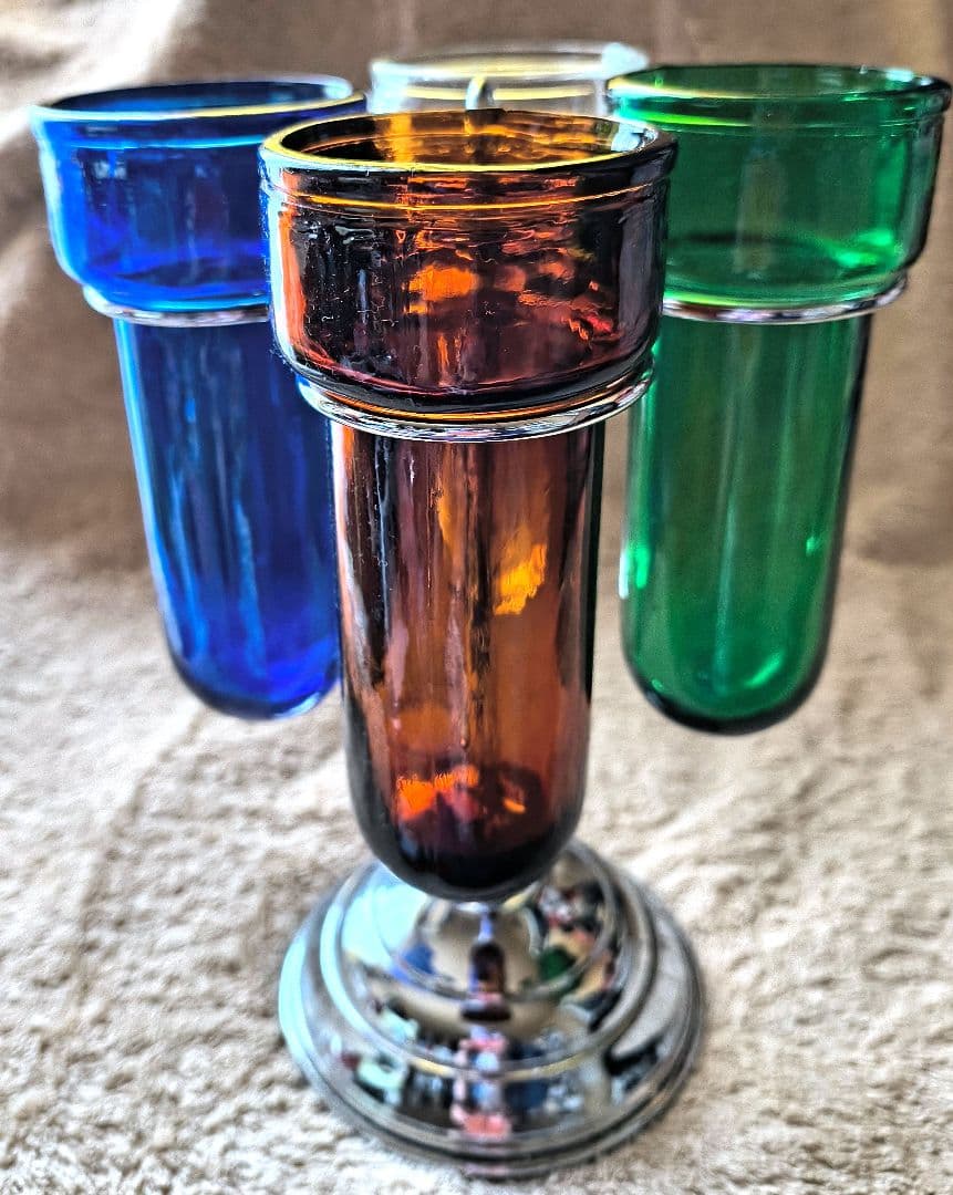 医療器具 昭和レトロ ガラス シカン瓶 回転式シカン瓶スタンド 4色