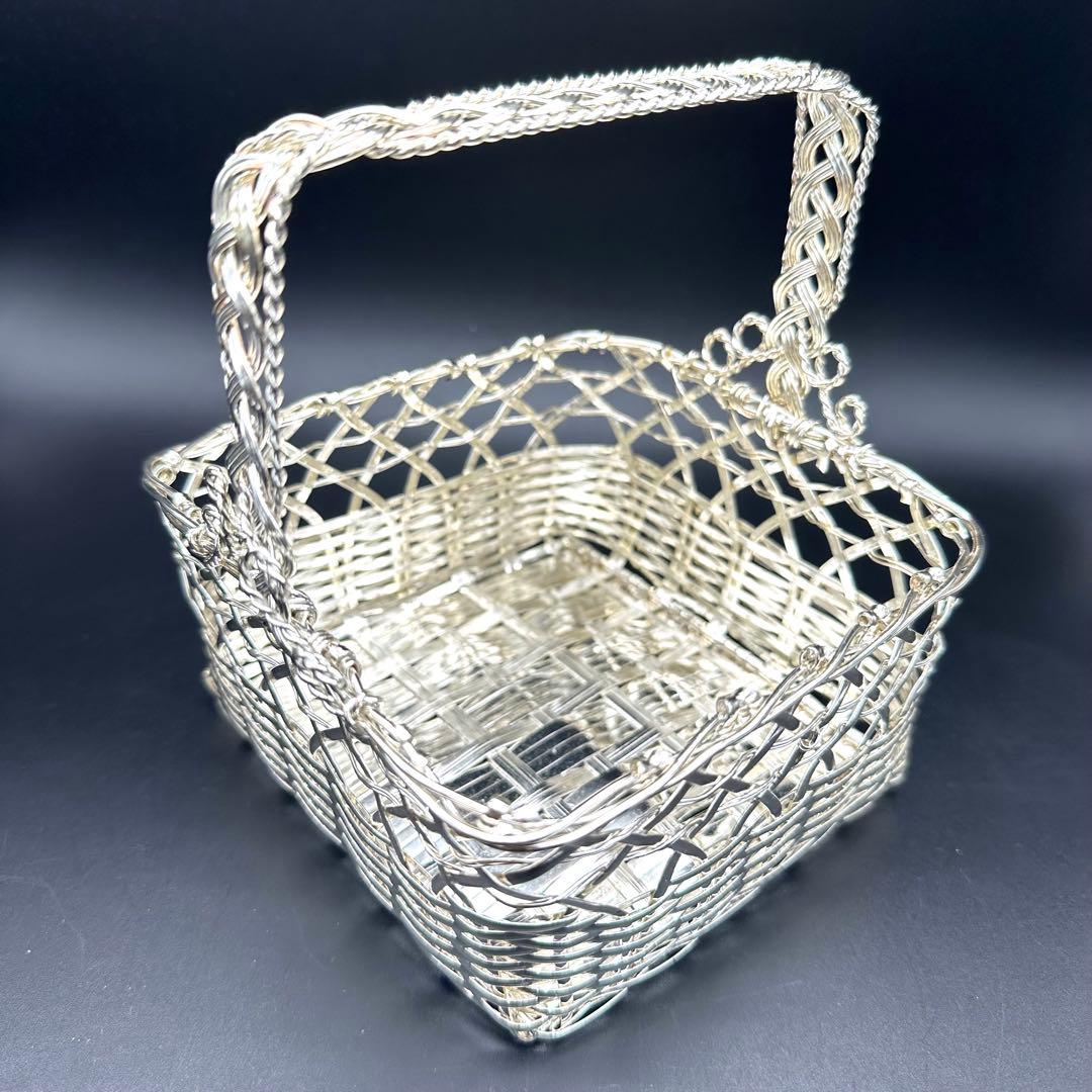 銀座和光 WAKO 銀仕上げ 手編み 手付きバスケット - メルカリ