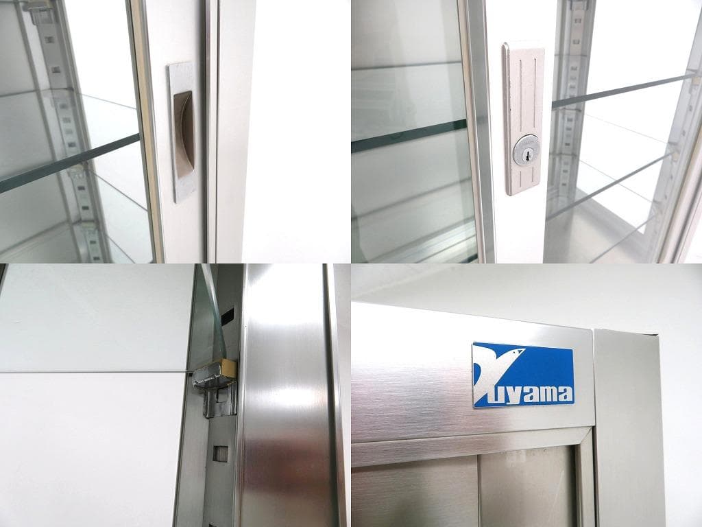 美品 ユヤマ アルミ ガラス ケビント ドクターキャビネット 飾り棚