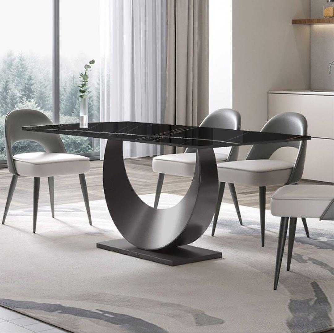 ダイニングテーブルセット 大理石調 アート脚デザイン モダン