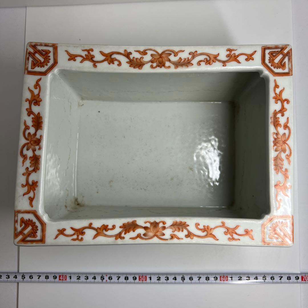 中国清時代 大清咸豊年製 粉彩花蝶図鉢 幅約24