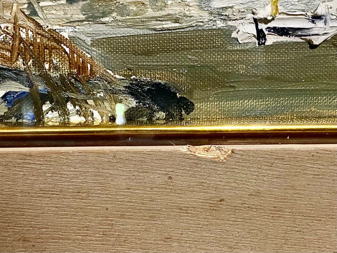 真作保証 岡崎勇次 「オンフルルの漁港」 肉筆油彩4号 フランス オン