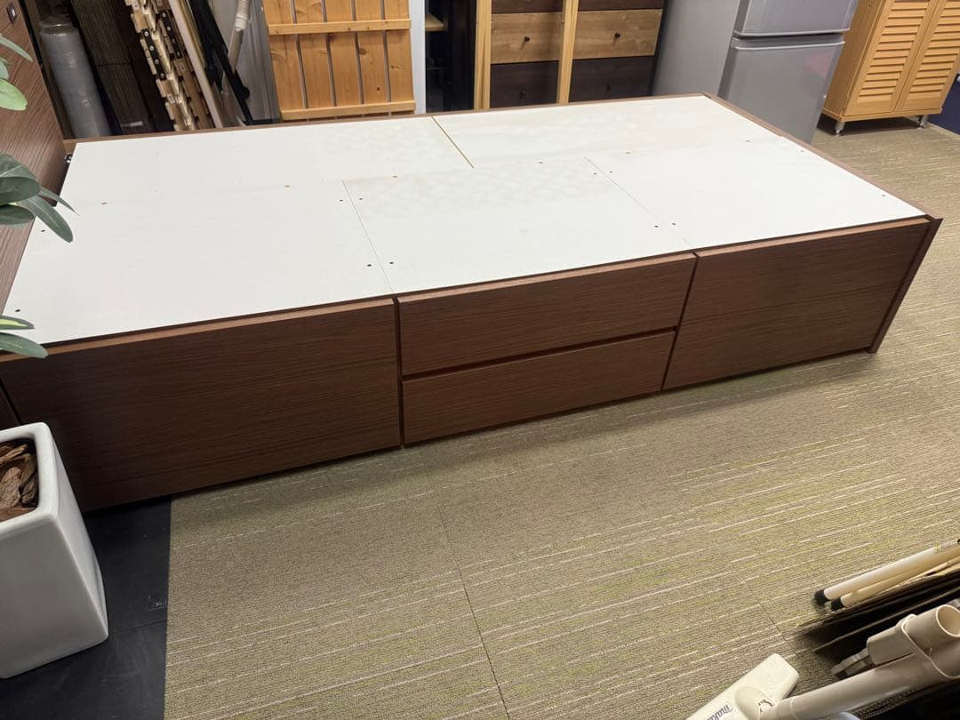 美品】ニトリ シングルベッドフレーム ジオ チェスト40J MBR 板下収納