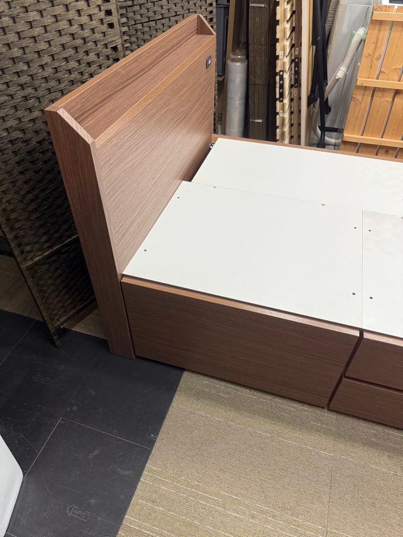 美品】ニトリ シングルベッドフレーム ジオ チェスト40J MBR 板下収納