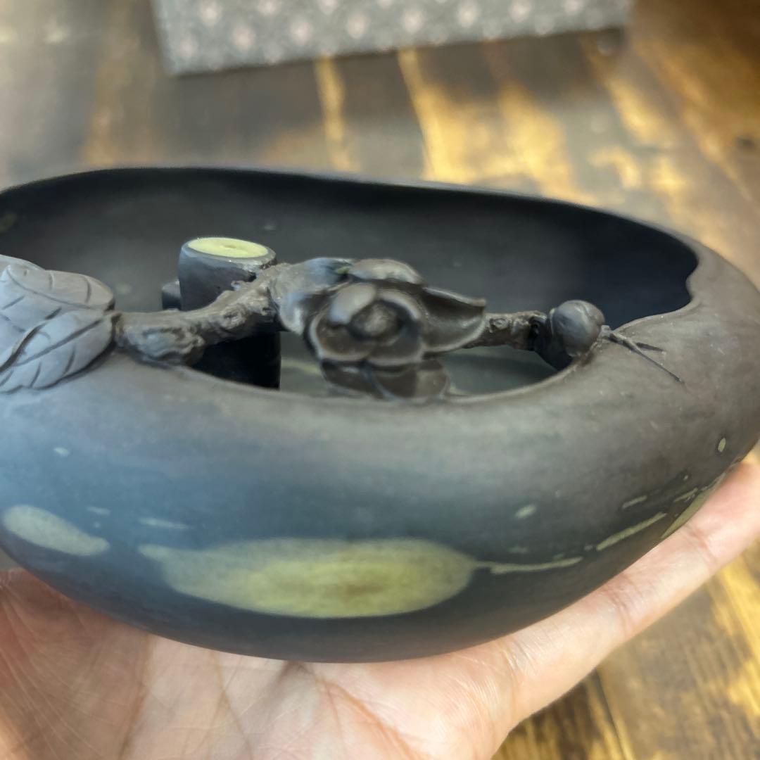 書道 硯 梅花坑水盂椿型 美術品 芸術品 骨董品 工芸品