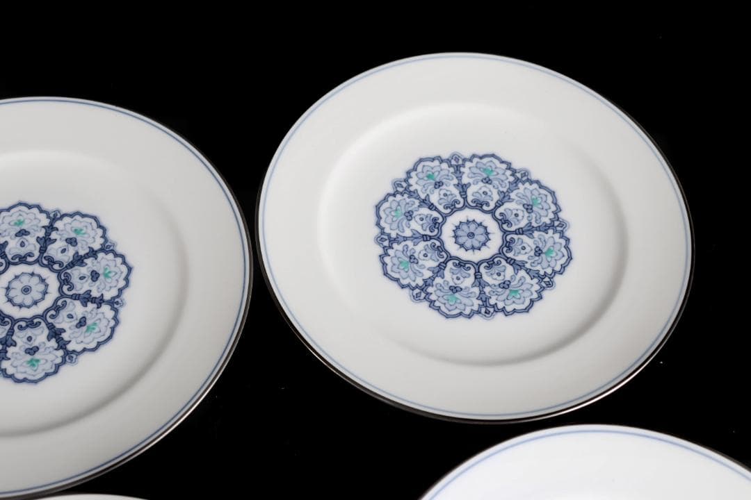 大倉陶園 呉須正倉院 プレート6枚 19.5ｃｍ 皿 プラチナ彩ハンドペイント