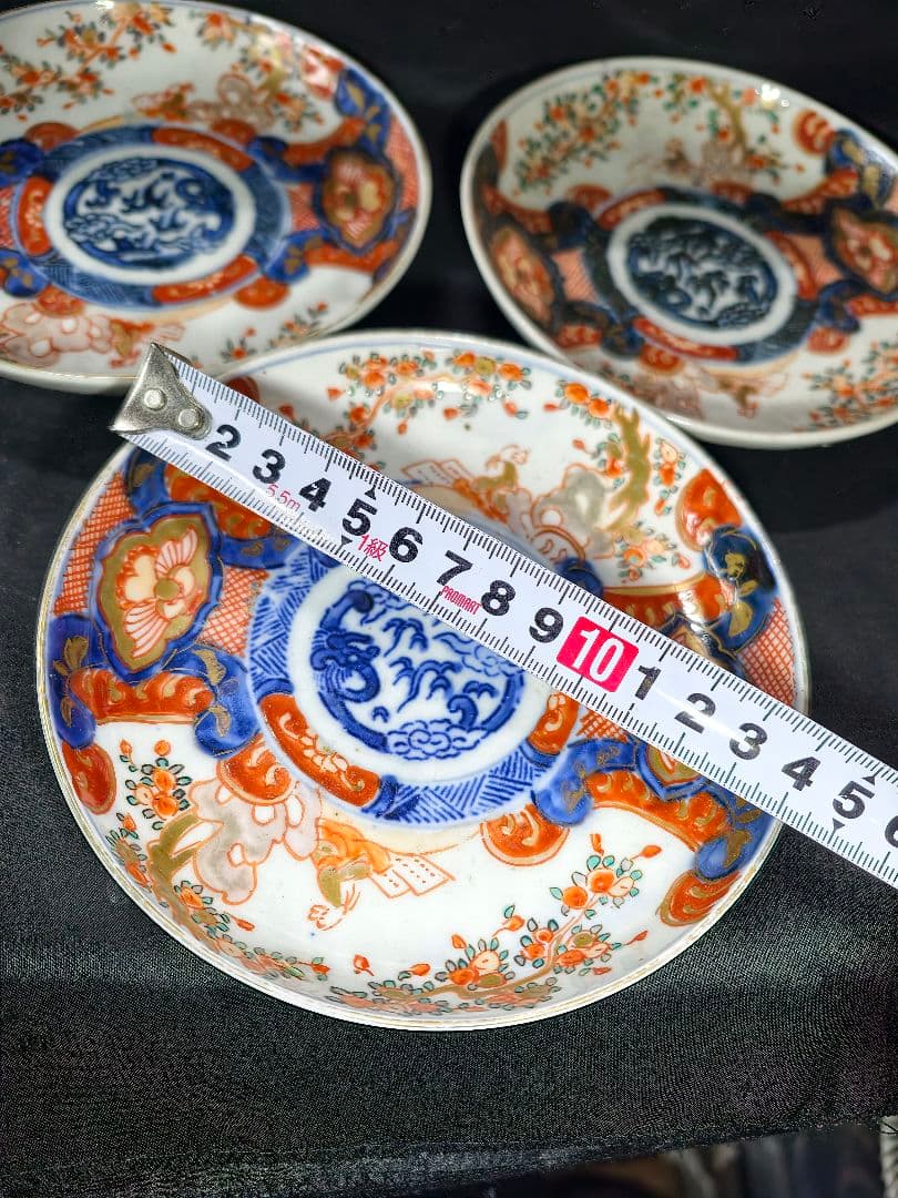 古伊万里 色絵金彩小皿3枚 手描き 骨董 旧家蔵出し美品 時代物 古美術