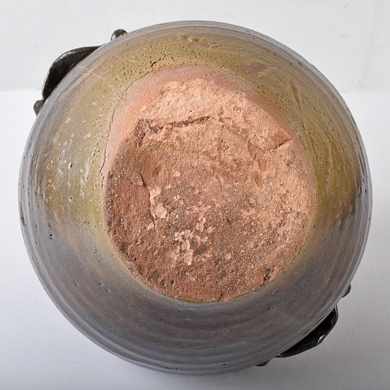 朝鮮美術 李朝 高麗黒釉 双耳壷 時代箱付 V R8409B