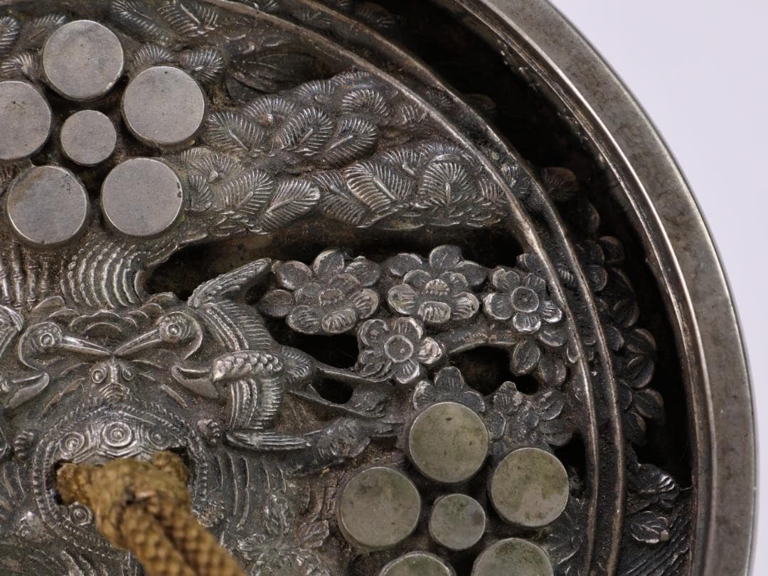 前田家伝来 江戸期 天下一中嶋和泉守貞次作 松竹梅五曜玄武紋様 古鏡