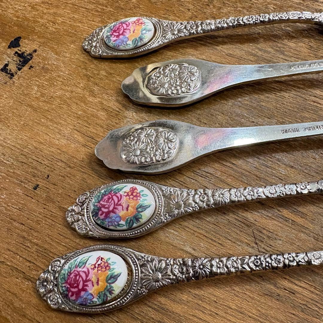 ヴィンテージ 七宝焼 銀メッキ 薔薇 ローズ アンティーク 昭和レトロ