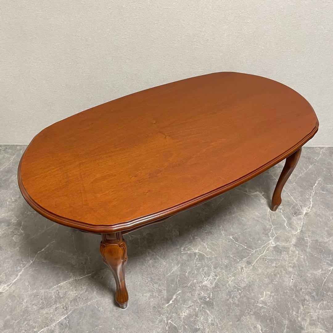 クラシカル 猫脚センターテーブル アンティークローテーブル オーバル
