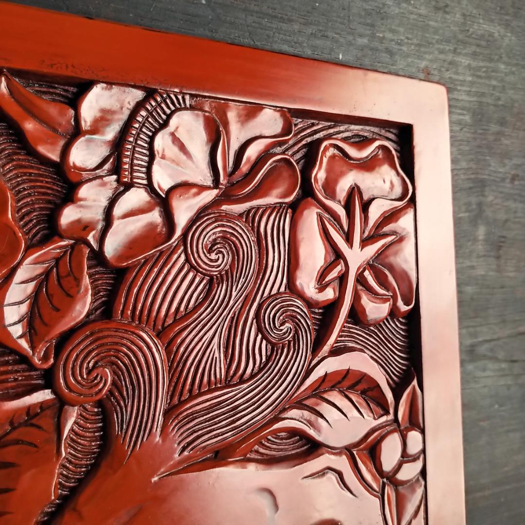 鎌倉彫 獅子牡丹文硯台 写し - メルカリ