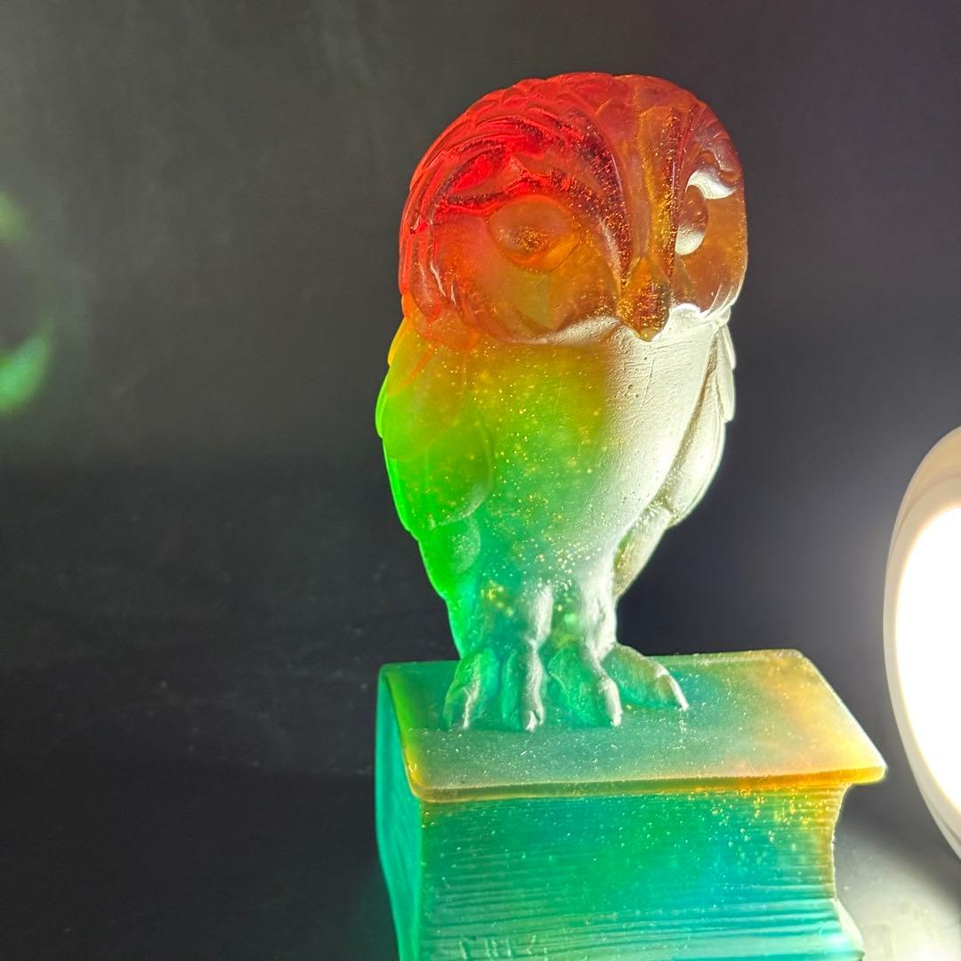 フクロウ 置物 クリスタルガラス ドームフランス オブジェ パートド