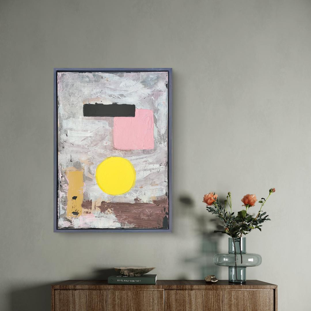 理想的な配置/ 抽象画 キャンバス 額セット 44×32㎝ 原画1点